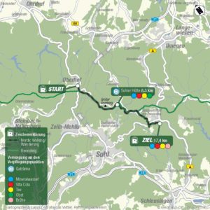 Streckenplan 17km Wanderung/Nordic-Walking Tour