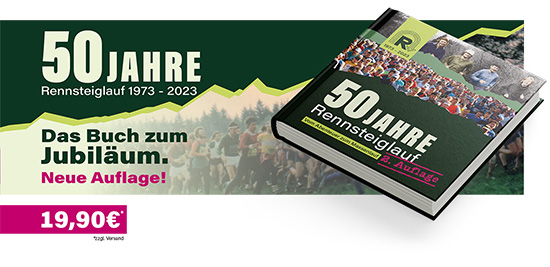 Bild: Buch 50 Jahre Rennsteiglauf / Link: PDF-Bestellformular